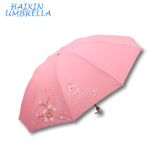 Muitos Cor Rosa Azul Vermelho Gree Mercado Por Atacado Grande Tamanho Agradável Impressão Lasca Revestimento UV Proteção Mulheres Sol Umbrella para Venda